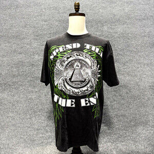 Vintage Spend Till The End T Shirt Mens 2XL Black Money Pyramid Graphic Y2K